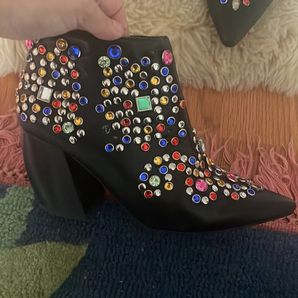 Jeffrey Campbell bejeweled booties sz 5 super comfy - Picture 2 of 9